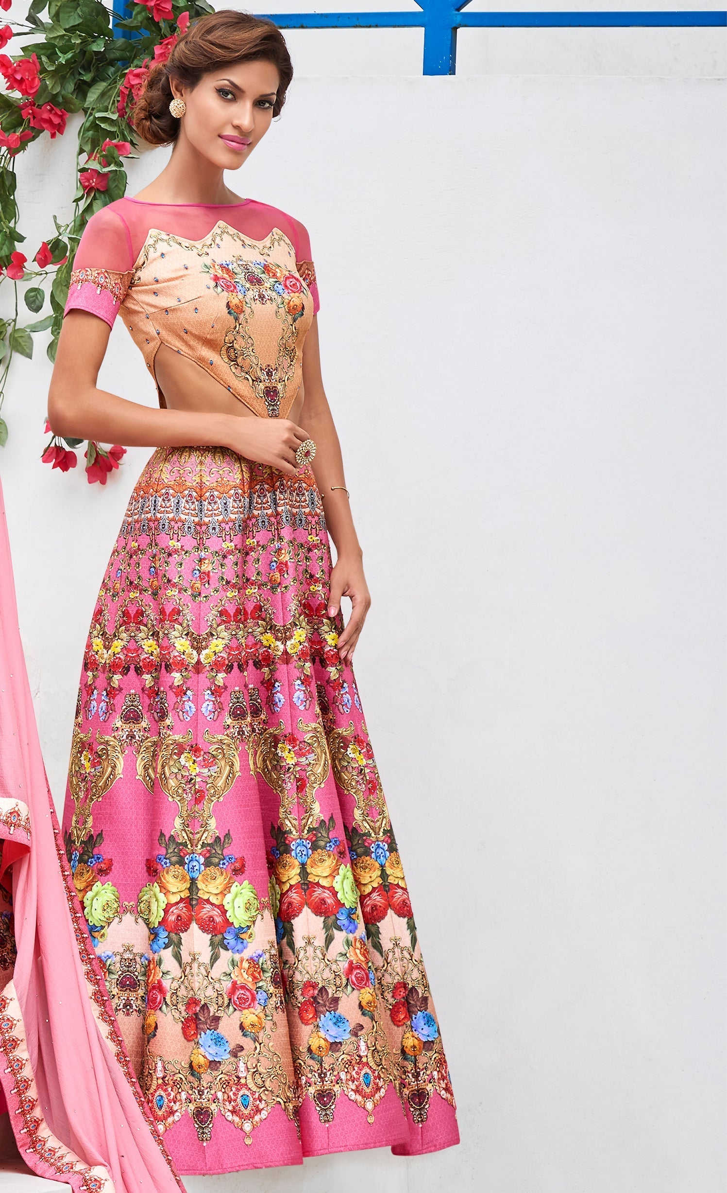 Modern Marvel: A Digital Print Masterpiece in a Long Gown - qivii