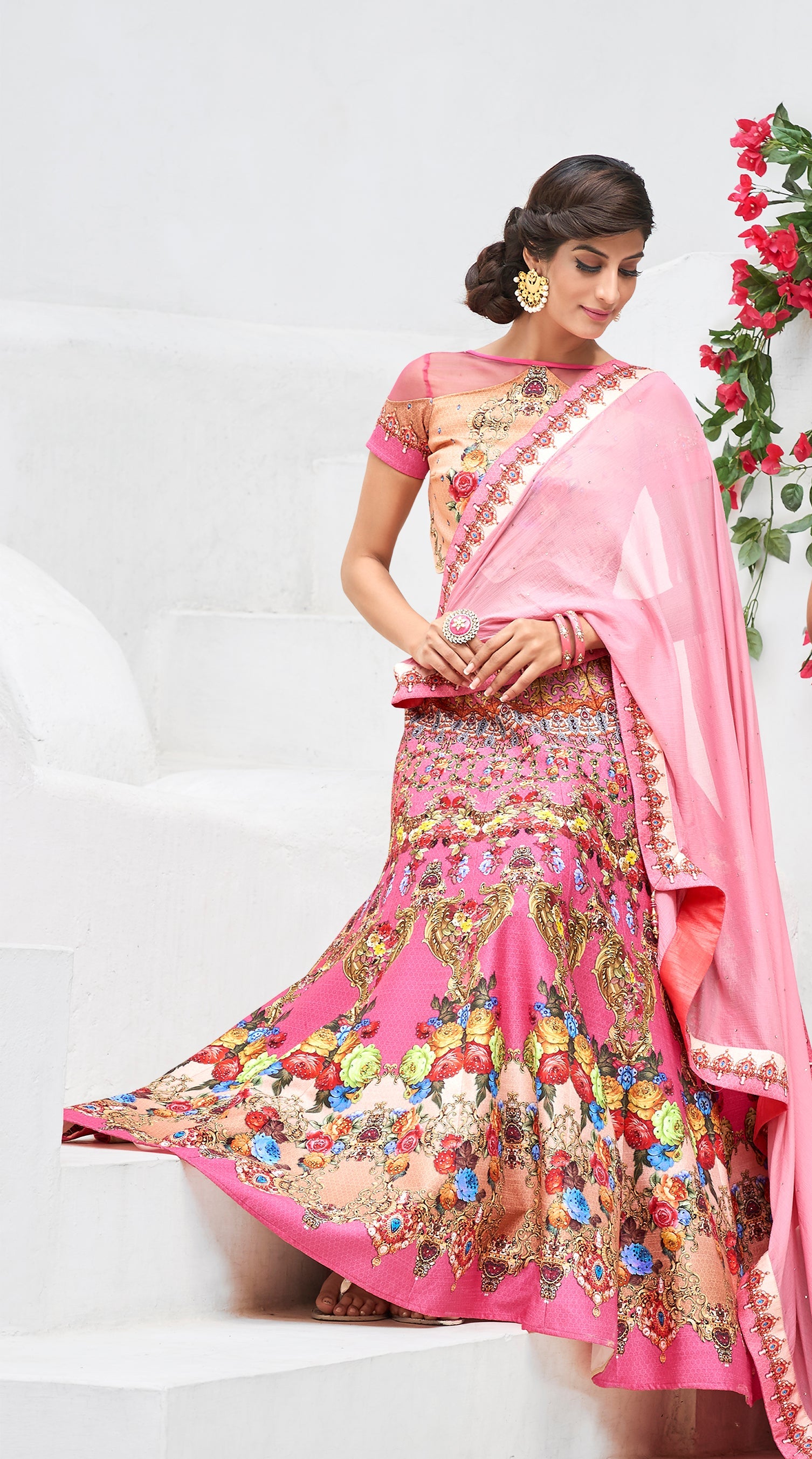 Subtle Elegance Khadi Mono Silk Lehenga - qivii