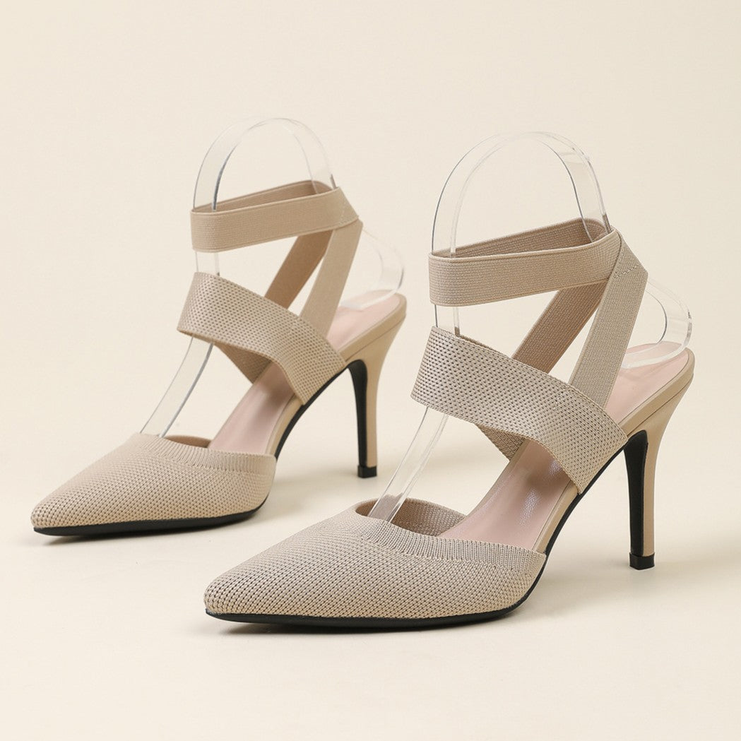 Women’s Amara Fabric Ankle-Strap Stiletto Pumps – Pointed-Toe Hollow Side Elegant Heels (US 4–10.5)