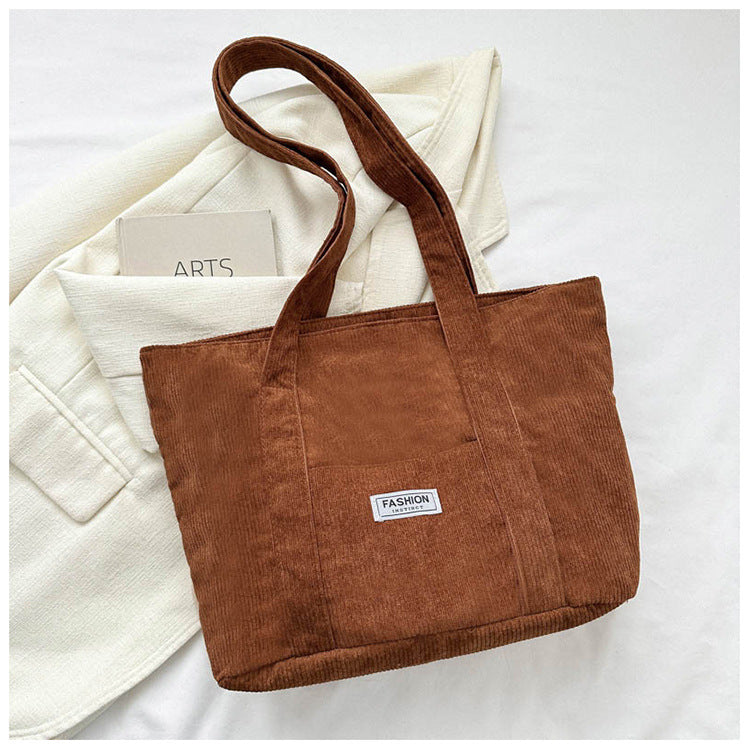 Women's Corduroy Tote Bag | Stylish & Minimalist Large-Capacity Shoulder Bag for Commuting