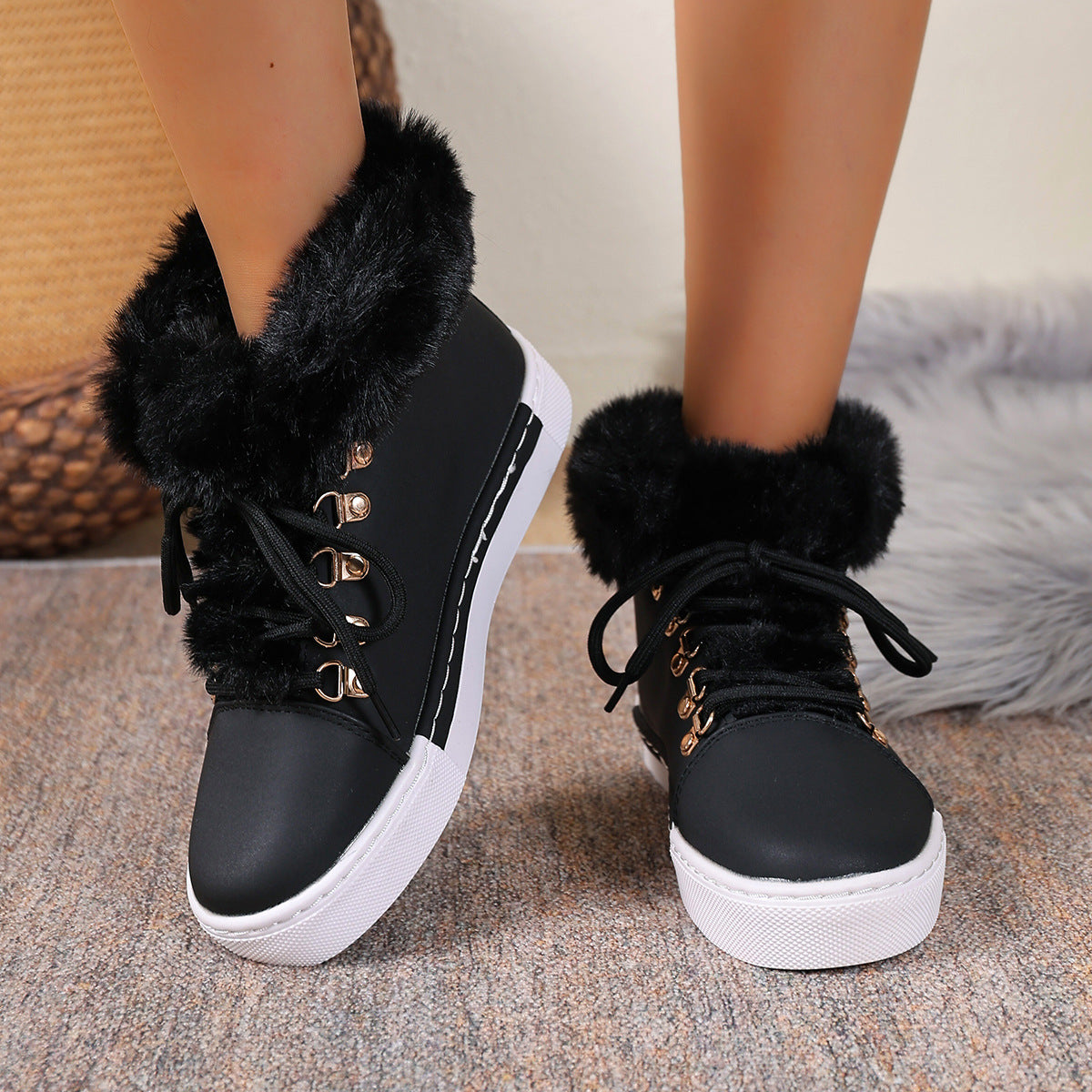 Women's Heritage Plush Snow Boot - Platform Winter Boots with Faux Fur Lining & Classic Lace-Up Design (US 5-10.5)