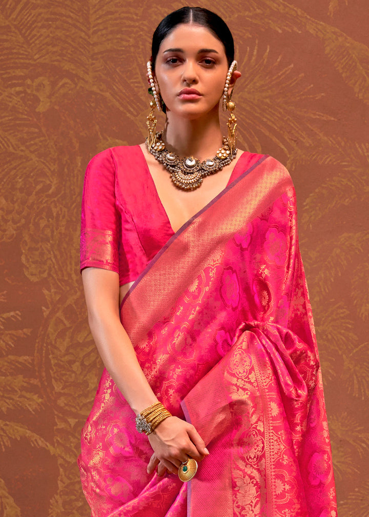 Shades Of Pink Handloom Woven Designer Silk Saree