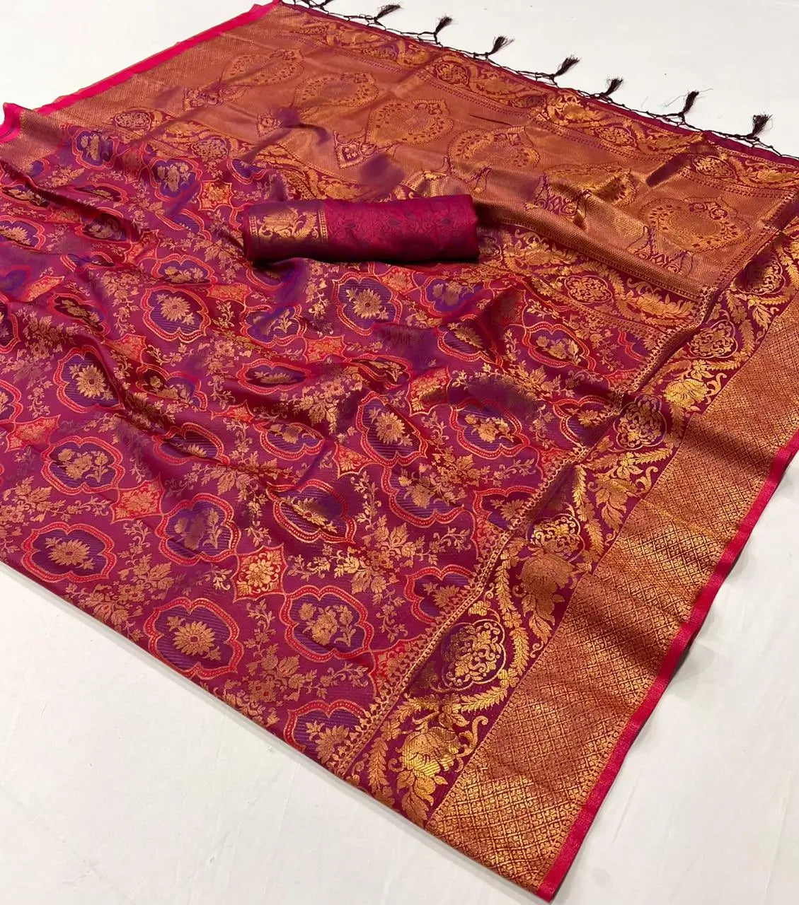 Mulberry Purple Handloom Weaving Saree