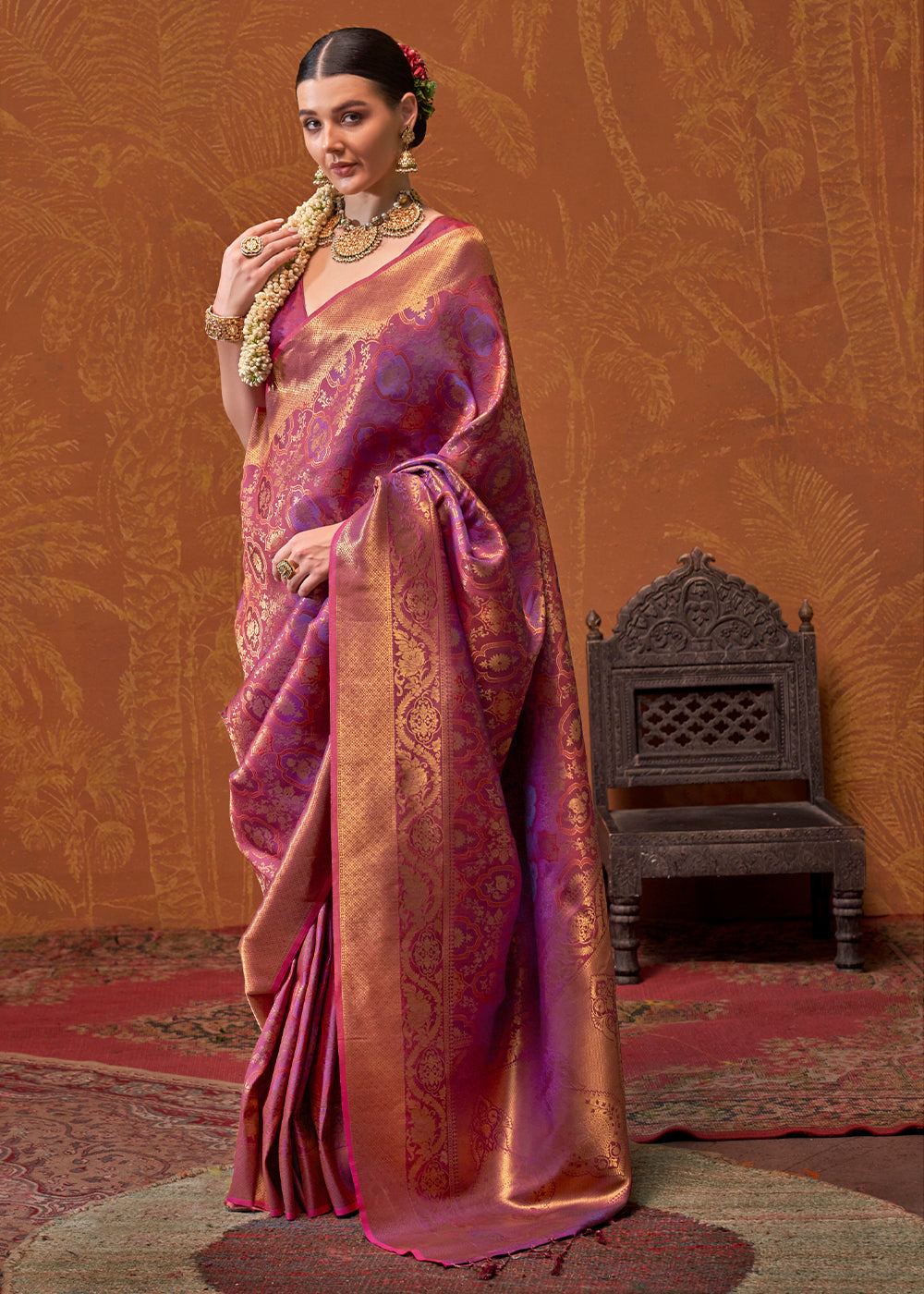 Shades Of Purple Handloom Woven Designer Silk Saree - qivii