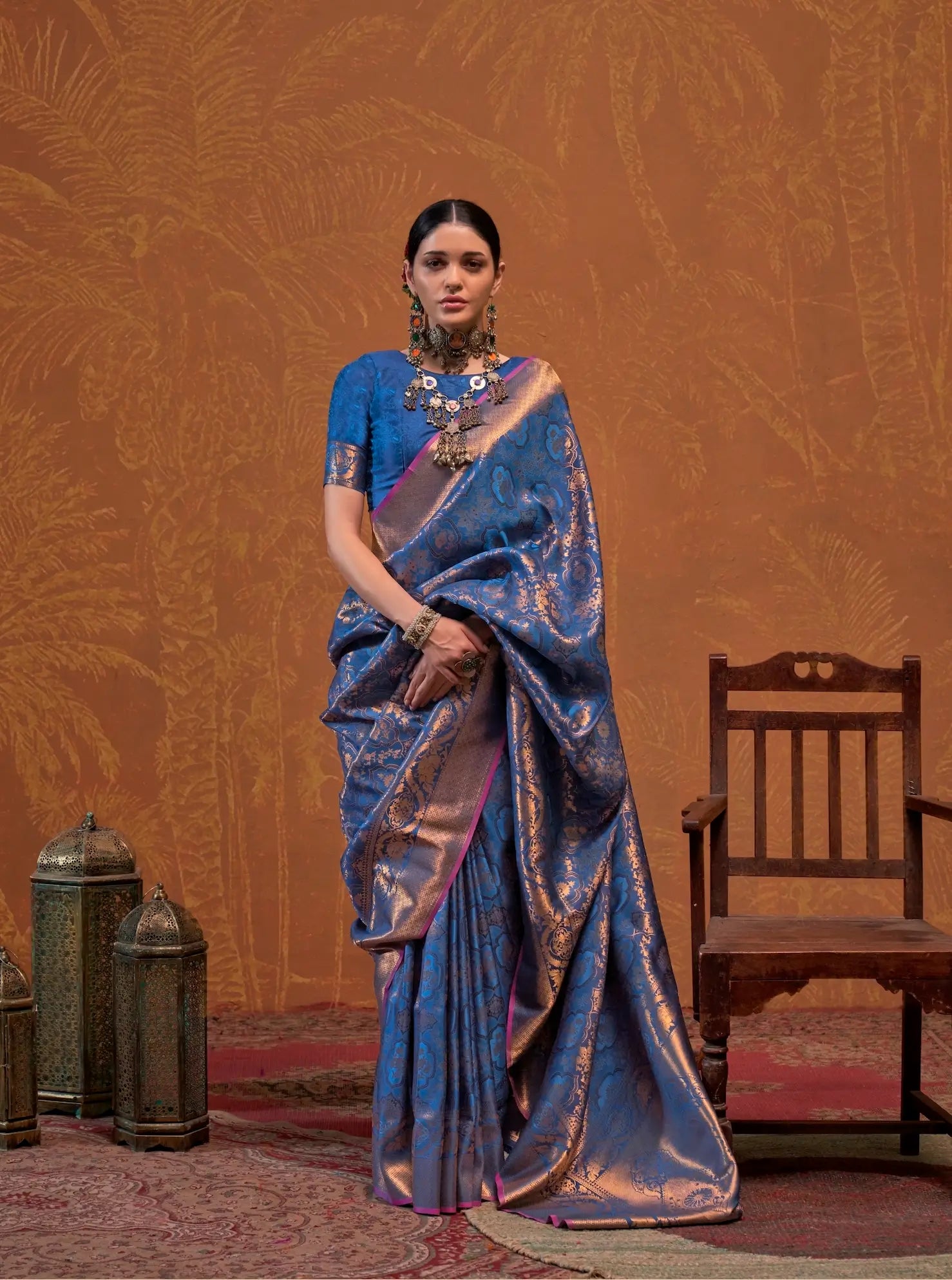 Royal Blue Handloom Weaving Saree