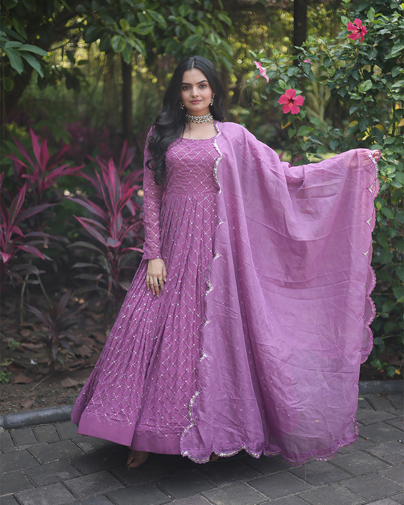  Gorgeous Lavender Color Anarkali Gown Perfect For Special Occasions 