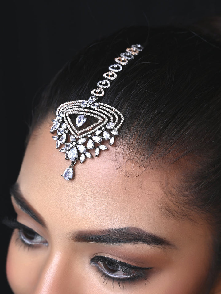 Stuti White Rhodium Plated Victorian Teeka