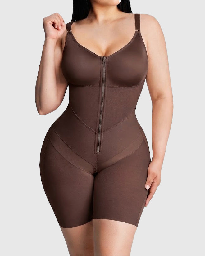 Full-Body Compression Faja Shaper with Mesh Thigh Panels