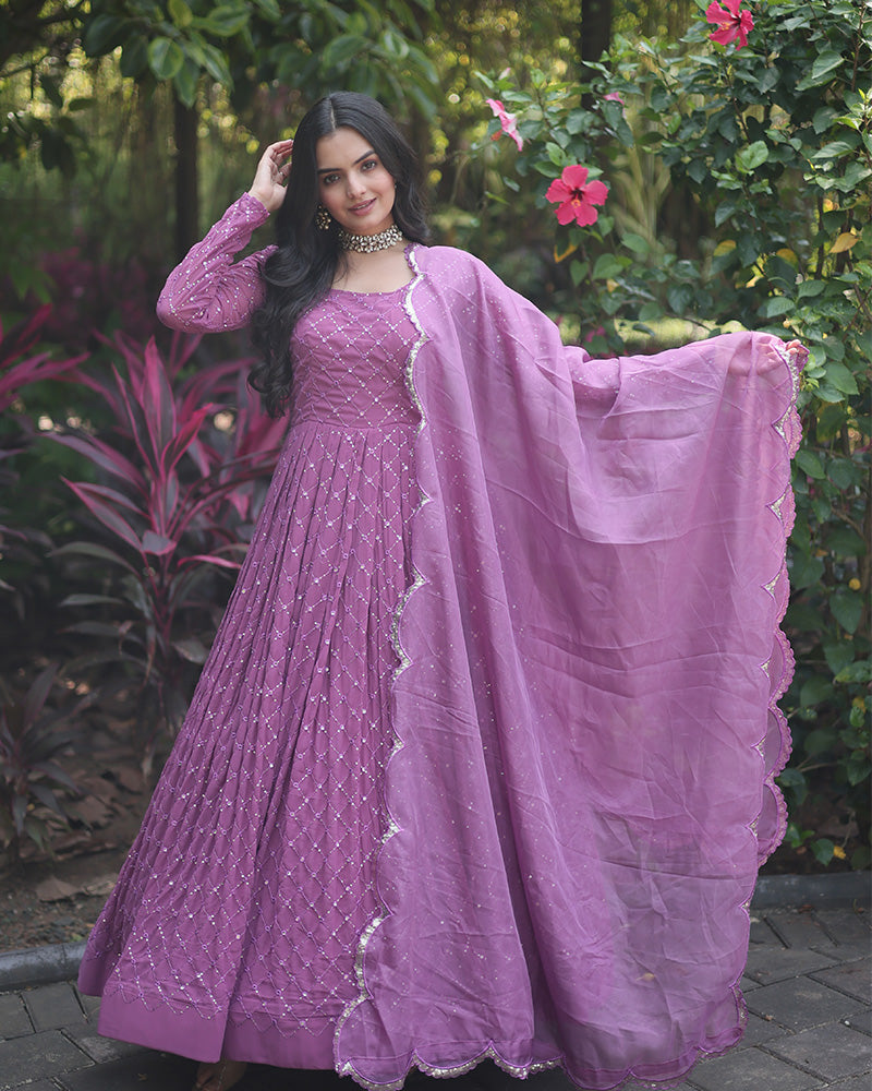  Exquisite Lavender Designer Gown With Detailed Embellishments By Qivii 