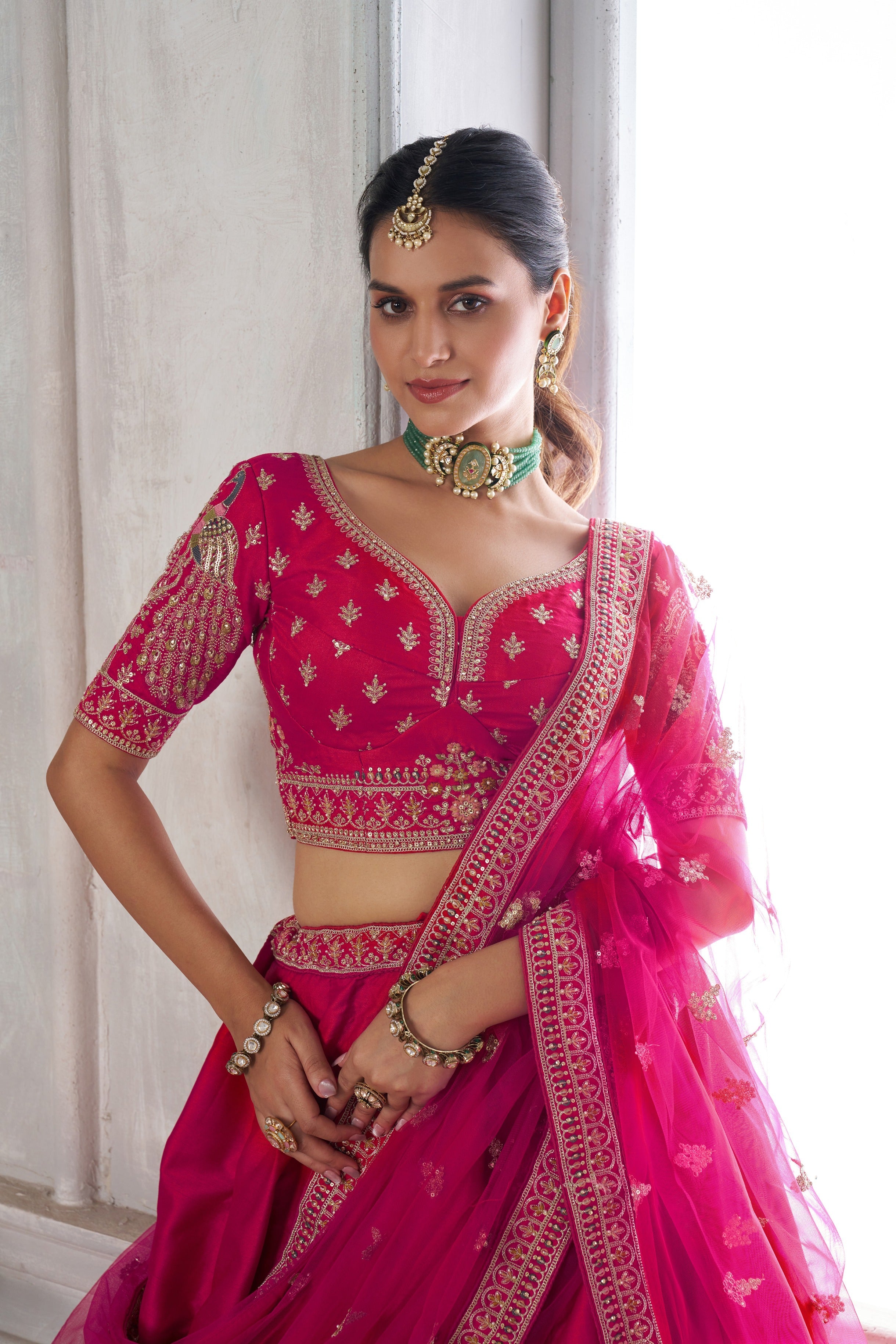 Elegant Embroidered Silk Lehenga Choli Set with Dupatta
