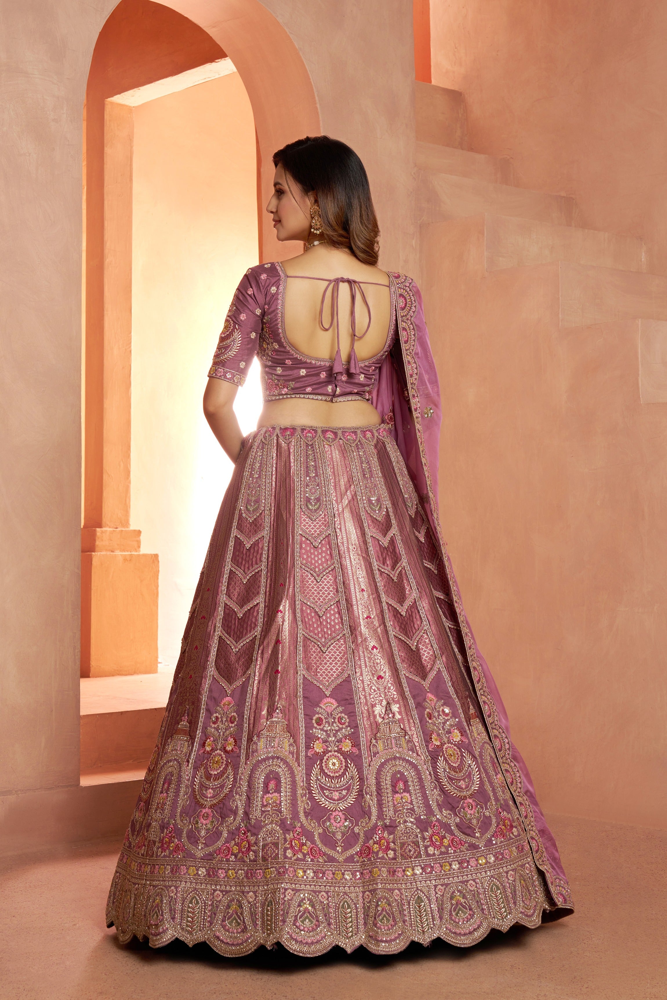 Elegant Pastel Mauve Heritage Bridal Lehenga Collection