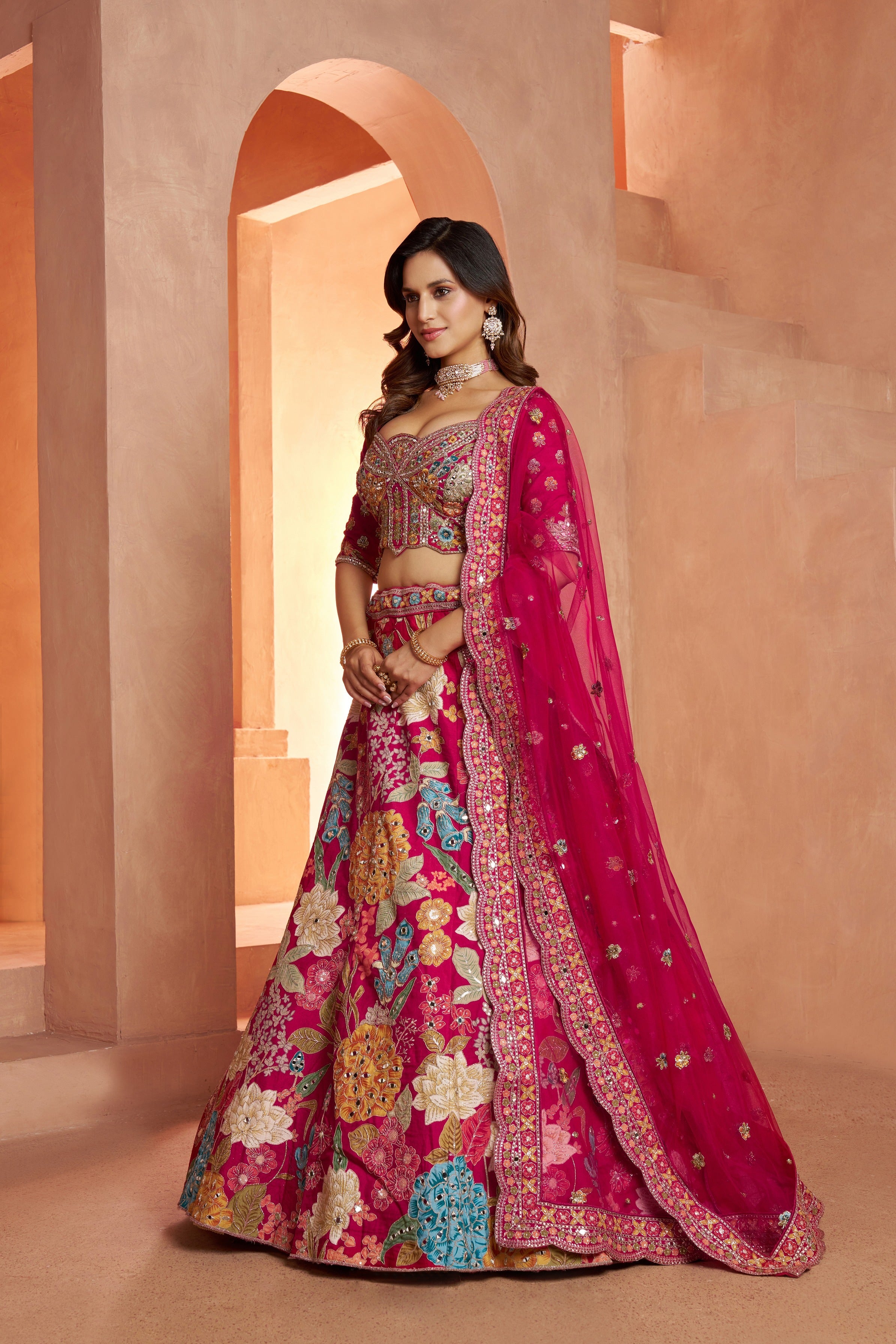 Premium Floral Embroidered Designer Lehenga Choli Set