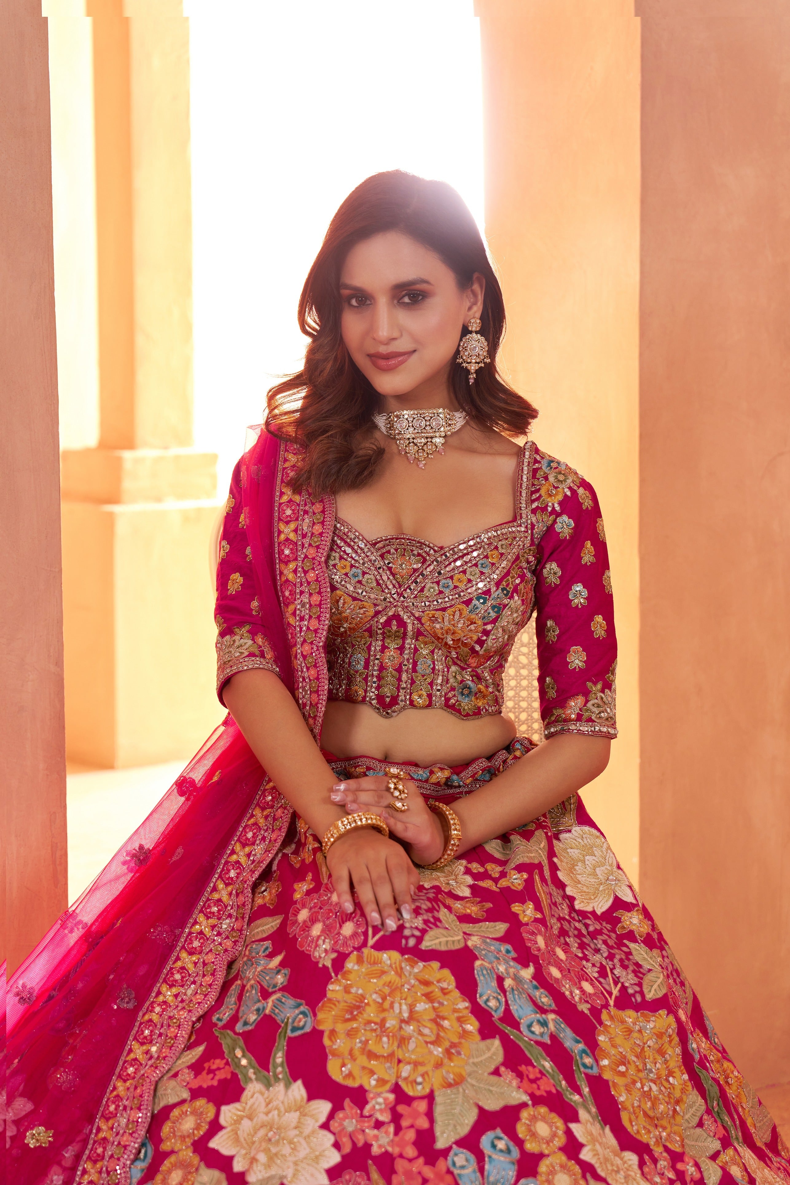 Premium Floral Embroidered Designer Lehenga Choli Set
