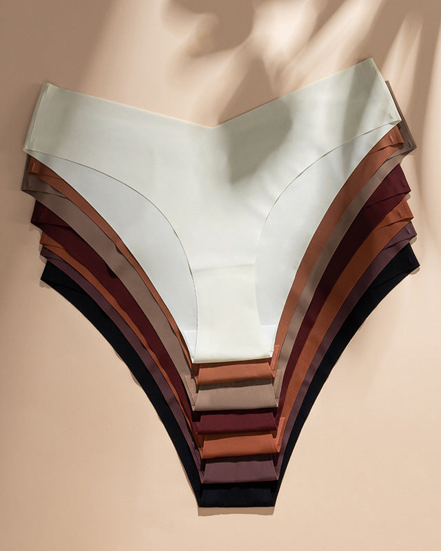 Sexy Ice Silk Low-Rise Panties Seamless Multicolor Briefs Lingerie  - By Qivii