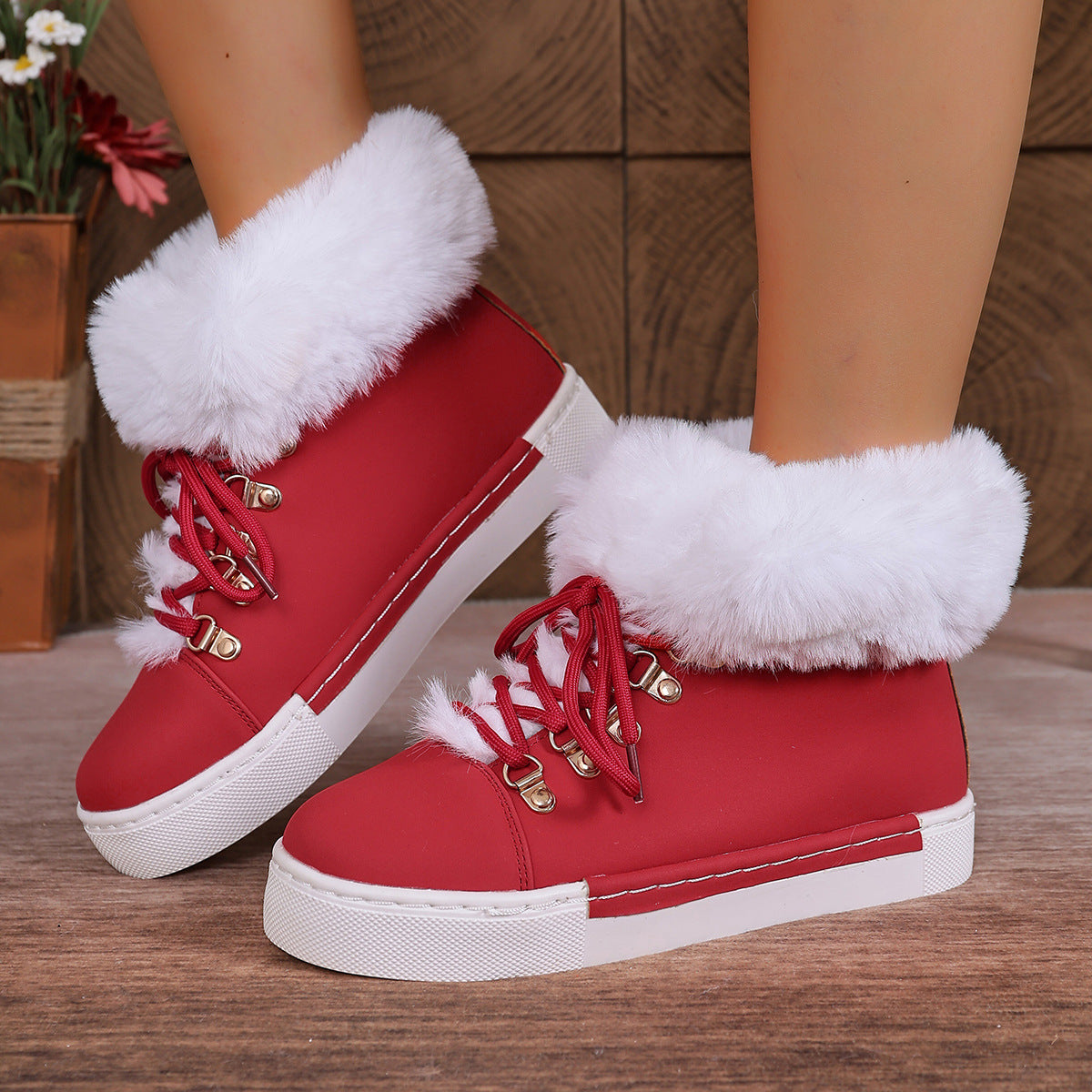 Women's Heritage Plush Snow Boot - Platform Winter Boots with Faux Fur Lining & Classic Lace-Up Design (US 5-10.5)