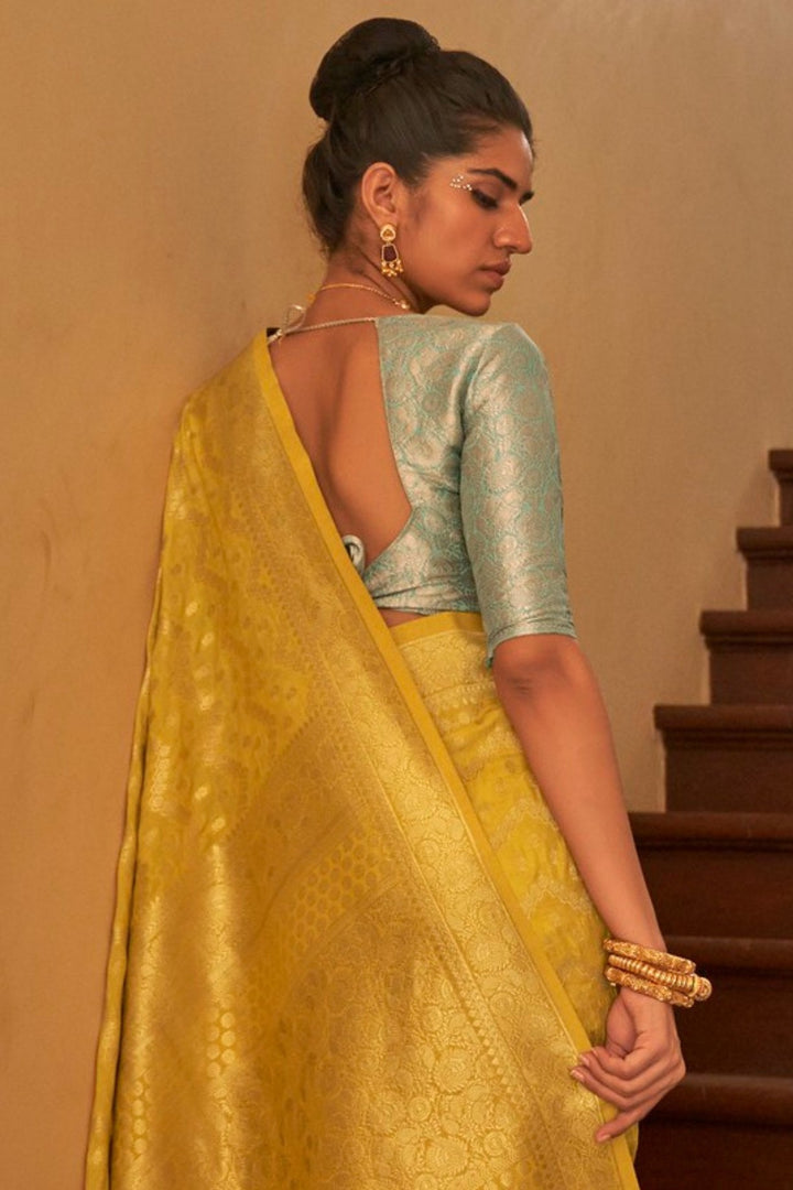 Ronchi Yellow Zari Woven Banarasi Saree