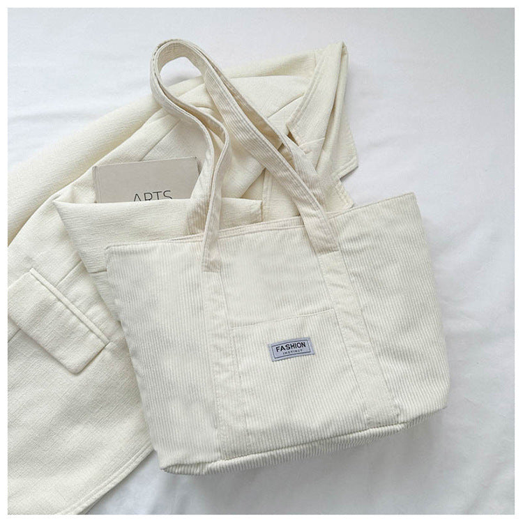 Women's Corduroy Tote Bag | Stylish & Minimalist Large-Capacity Shoulder Bag for Commuting