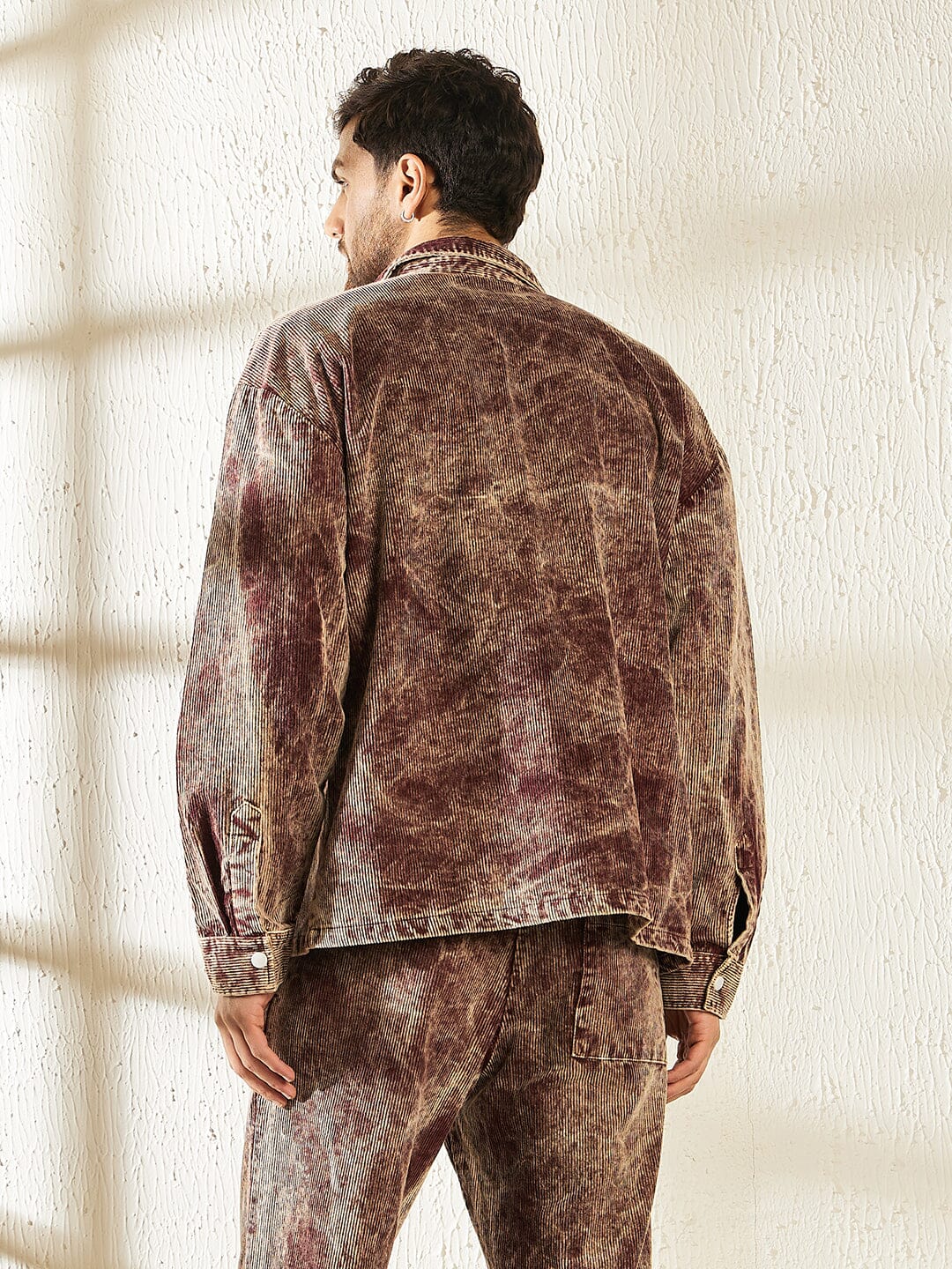 Oxblood Acid Dyed Corduroy Shacket - qivii