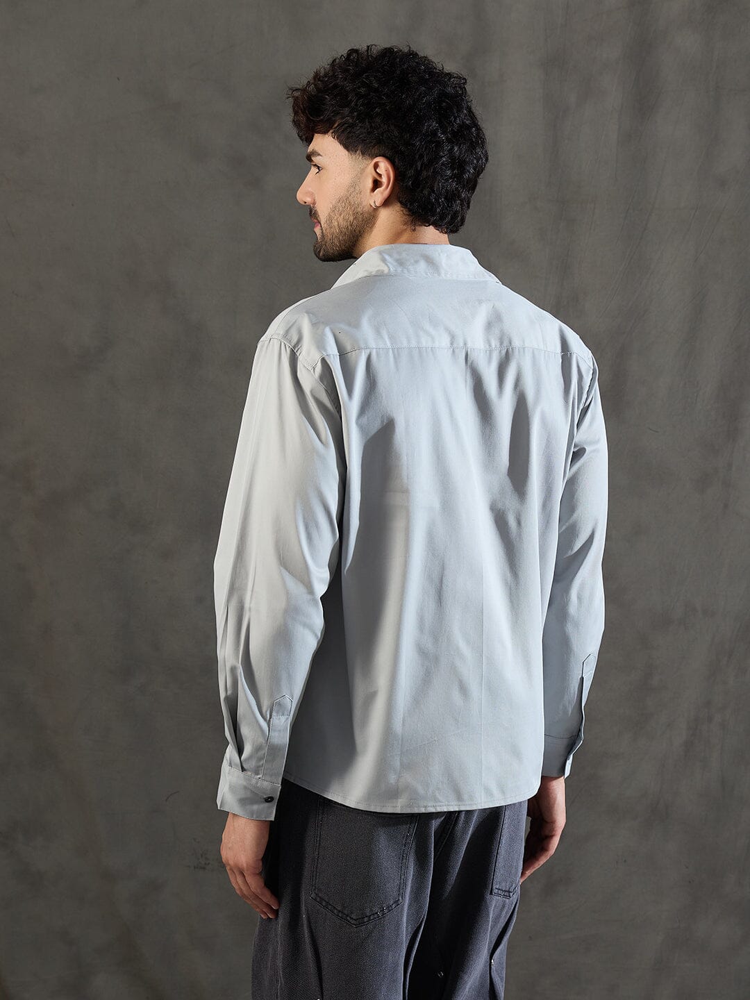 Steel Grey Dog Graphic Longsleeve Shirt