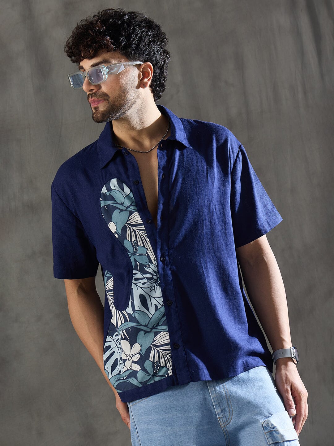 Navy Linen Cut and Sew Shirt