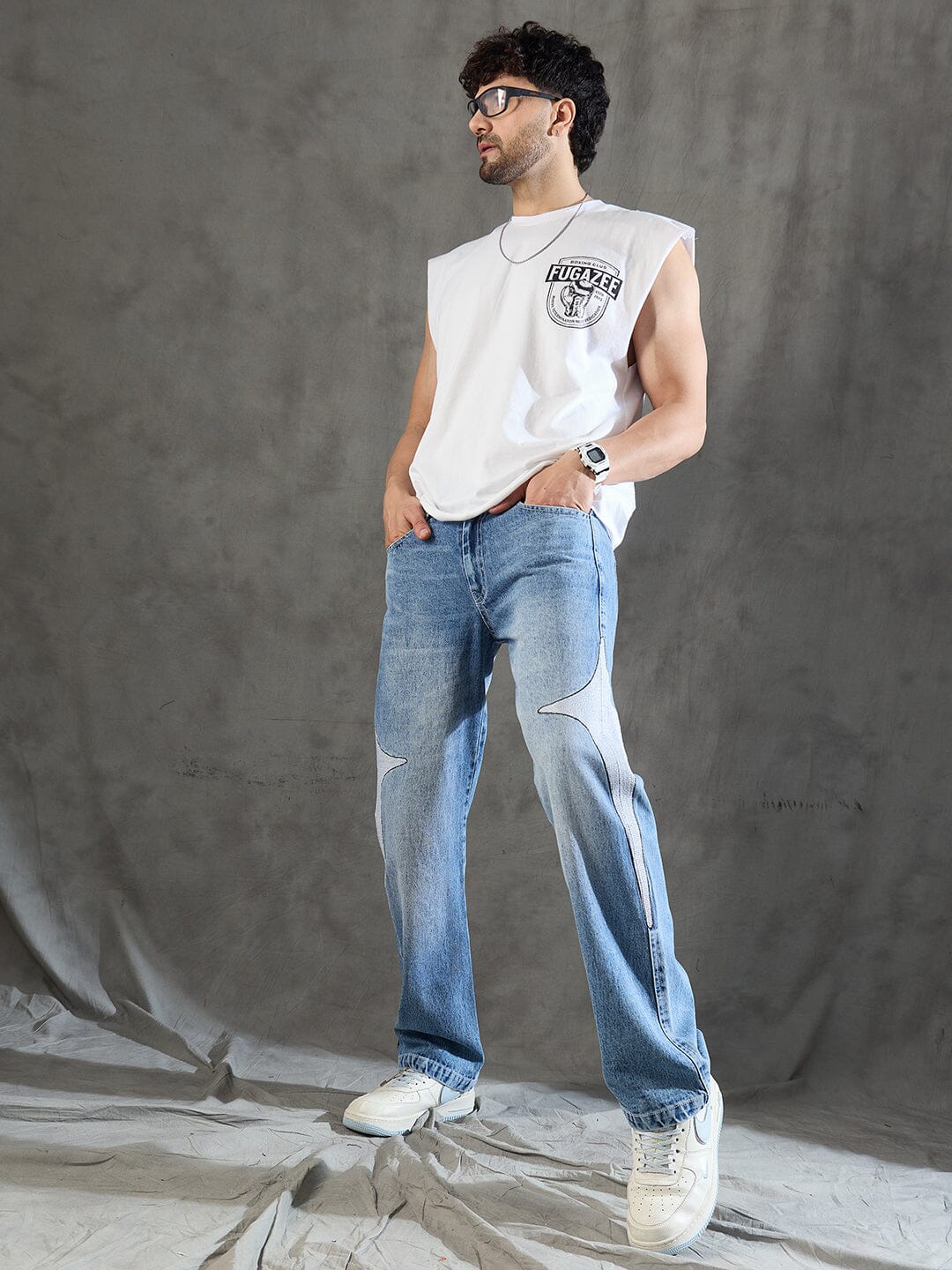 Indigo Y2K Embroidery Straight Fit Denim