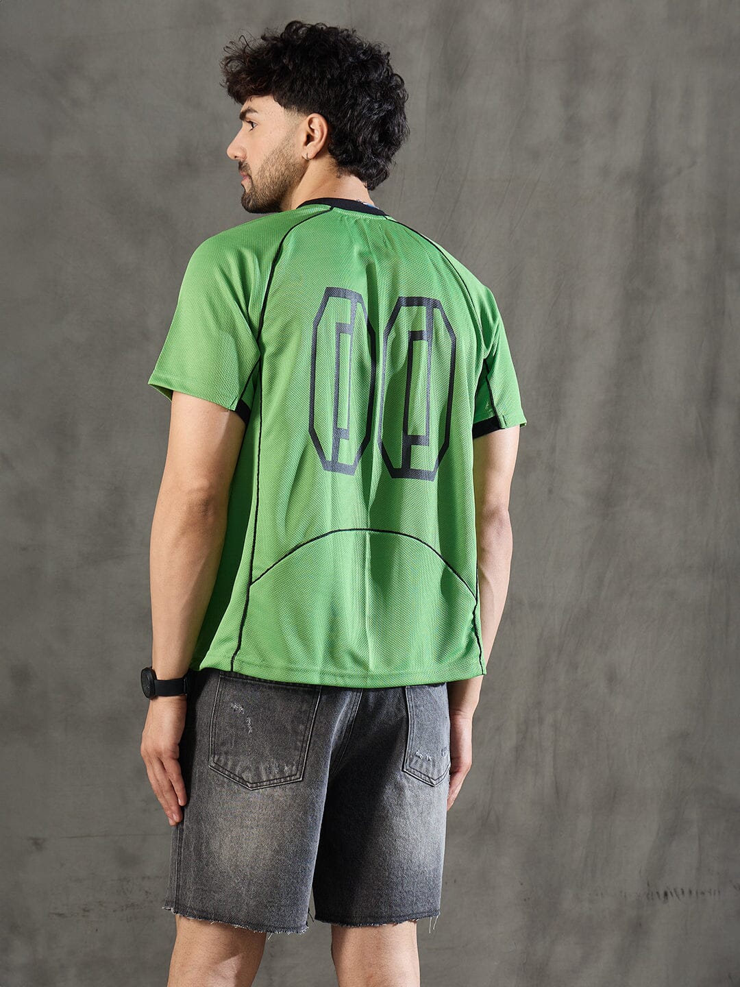 Lime Green Cut and Sew Sporty Jersey Tshirt