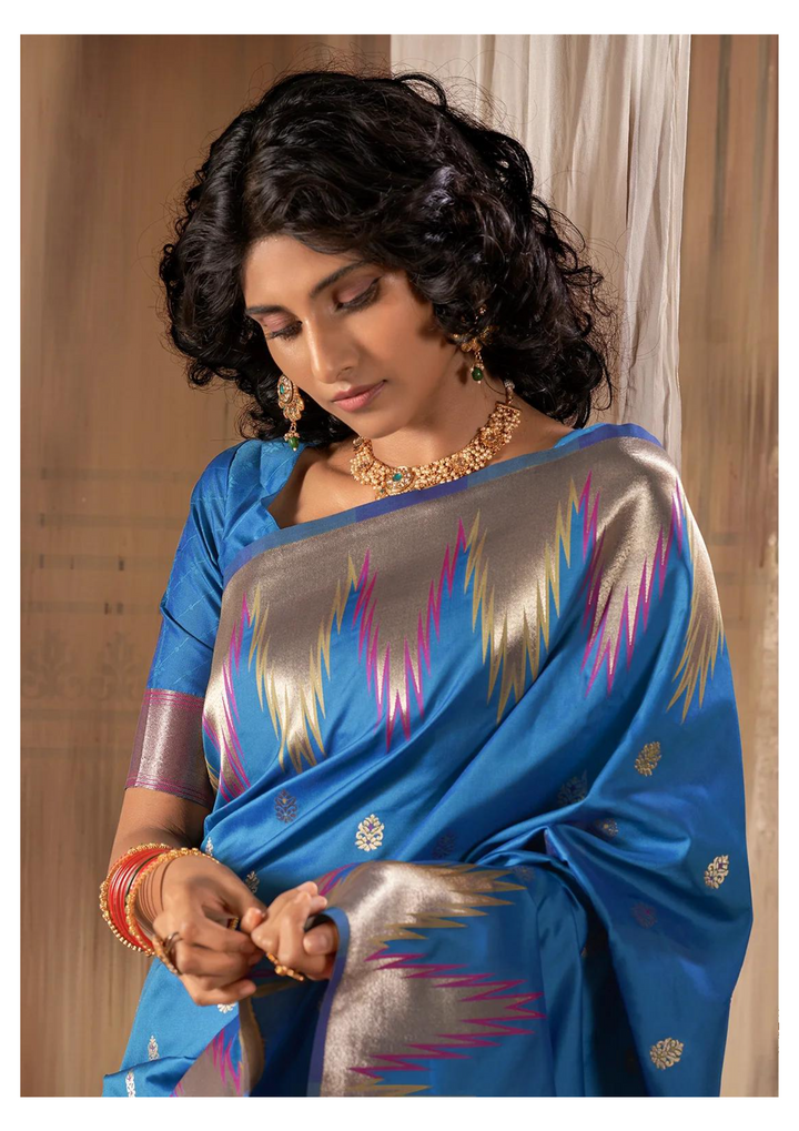 Blue Banarasi Silk Saree