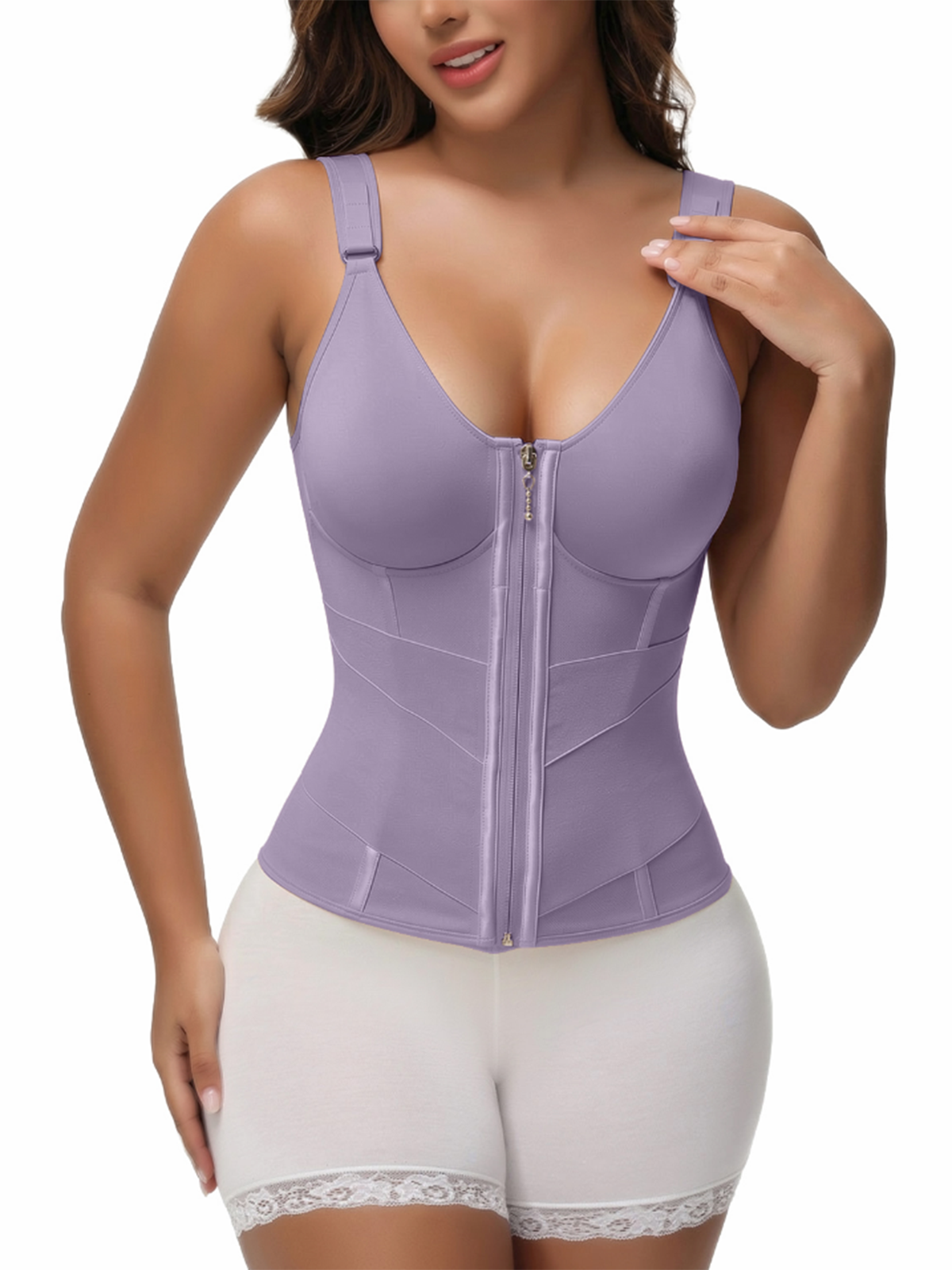 Adjustable Strap High Compression Zipper Bustier Shaper Vest
