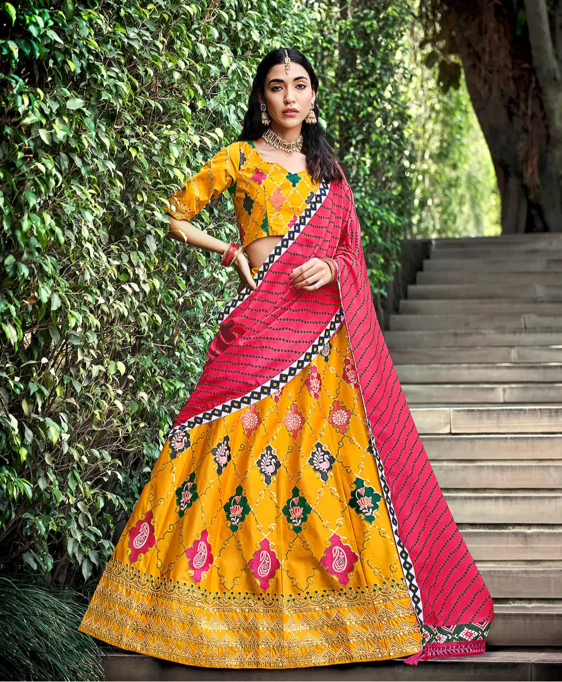 Honey Yellow Silk Thread with Sequence Embroidery Work Lehenga Choli | Ready To Wear - qivii