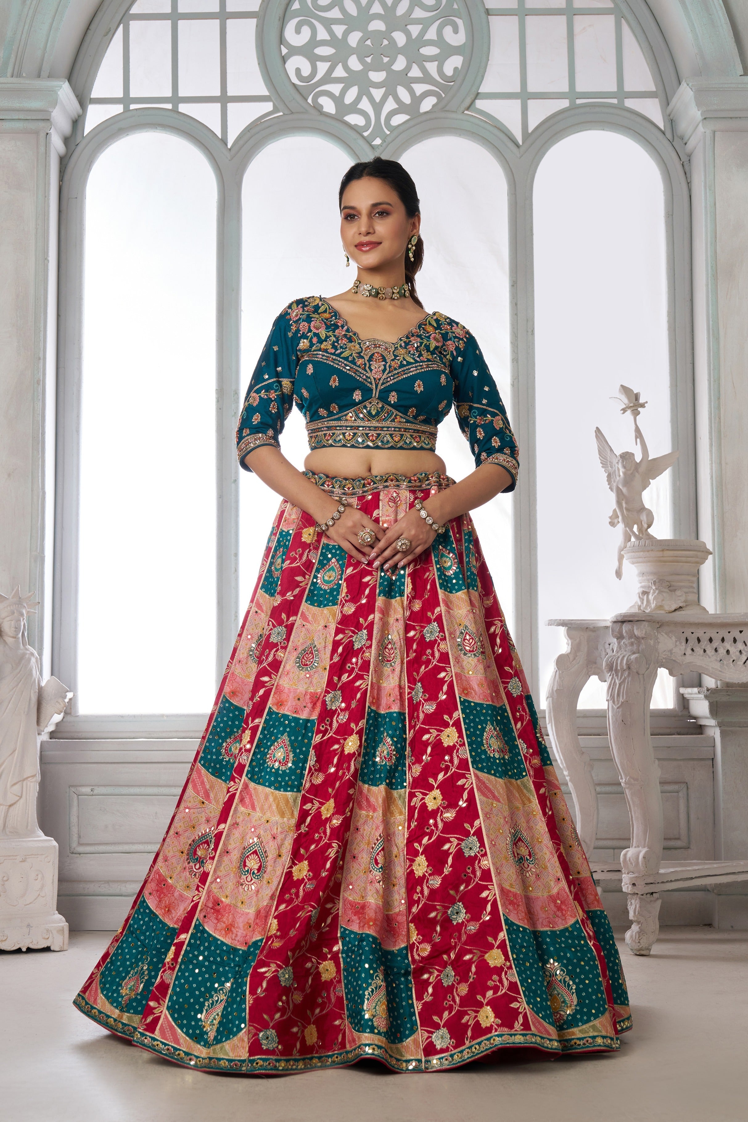 Designer Multi-Color  Lehenga Choli with Embroidered Blouse