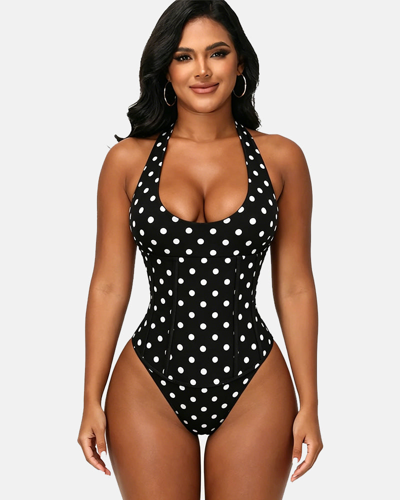 Hourglass Corset Body Shaper Waist Cincher Swimsuit Two-Piece Set  - By Qivii