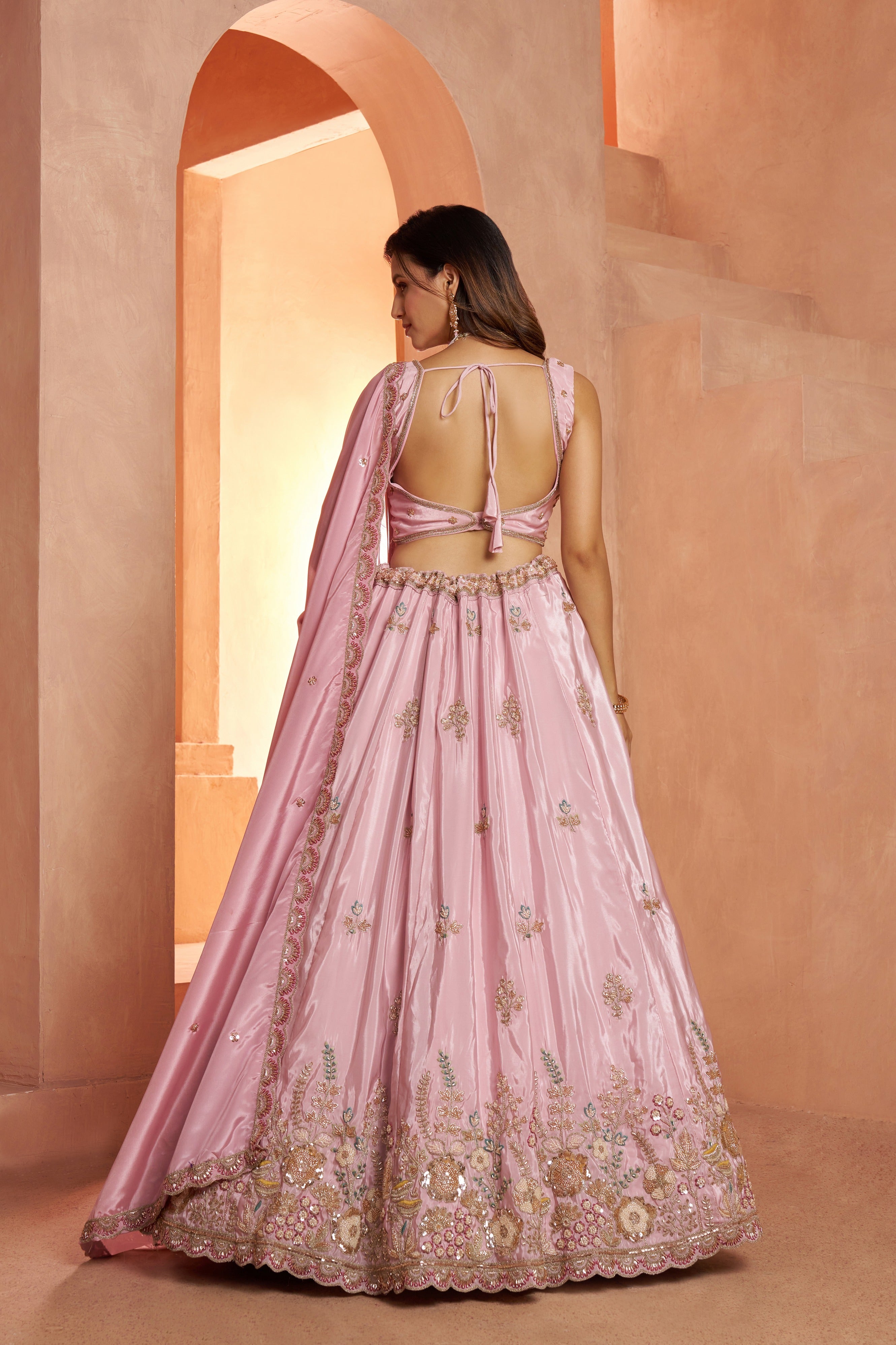 Pastel Floral Embroidered Designer Lehenga Set