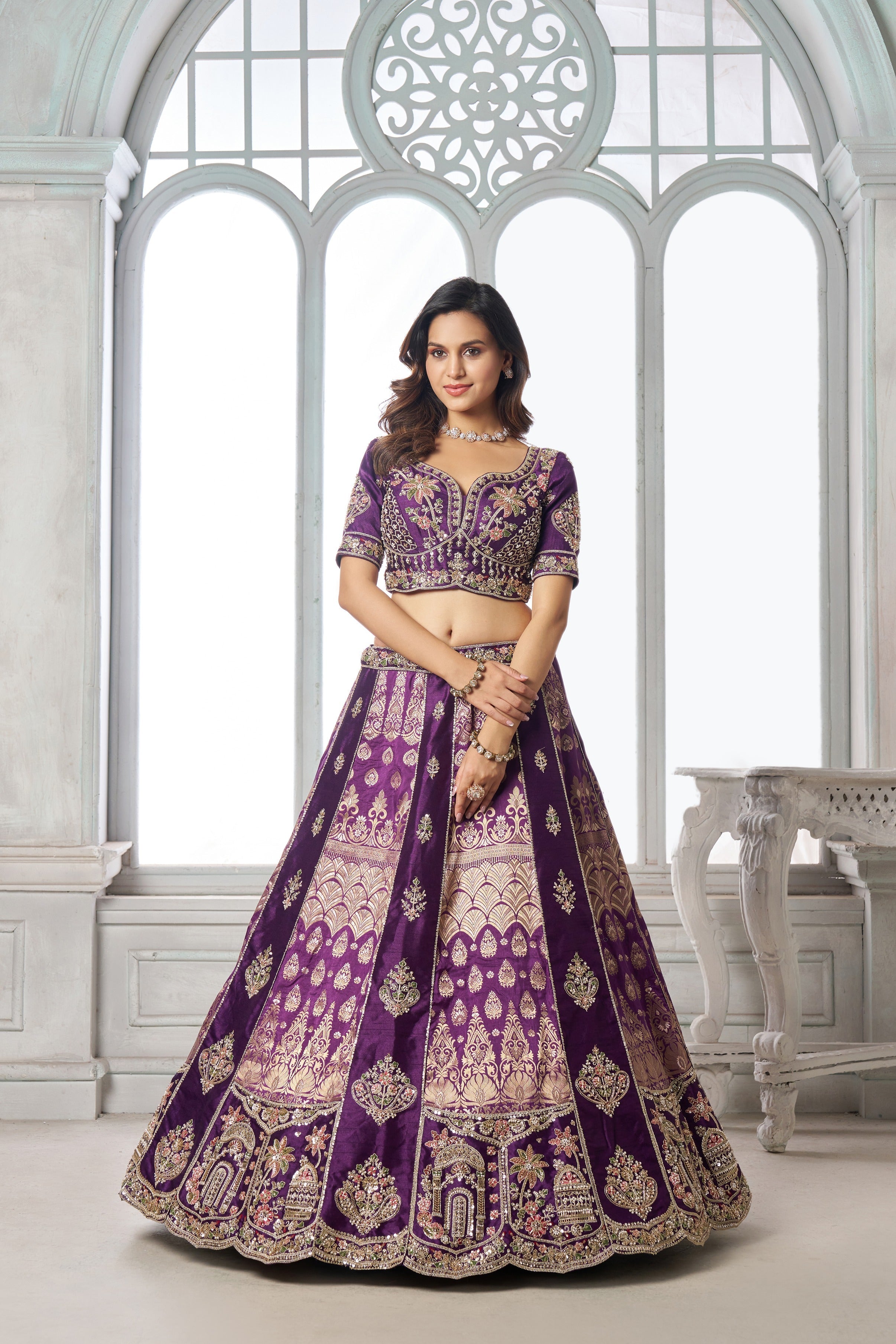 Premium Banarasi Lehenga Choli with Elegant Beads Work