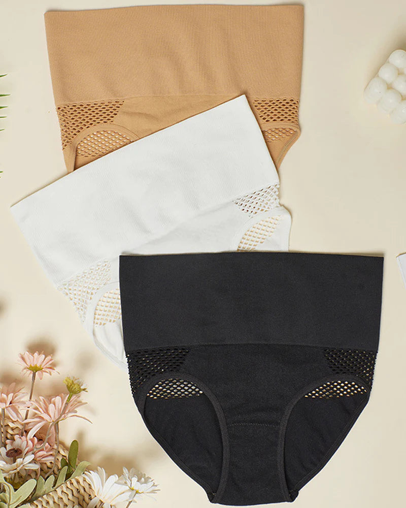 Women's Seamless Shapewear Panty High Waist Sexy Hollow Out Briefs  - By Qivii