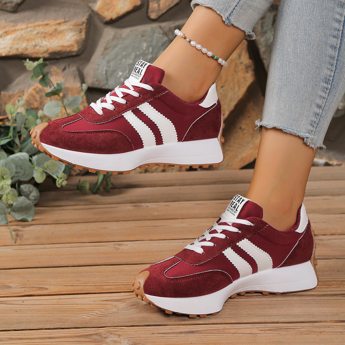 Women's Athena Curve Chunky Retro Runner Sneakers – Extended-Size Vintage Dad Walking Shoes with Sculpted Waist (US 5–11.5)