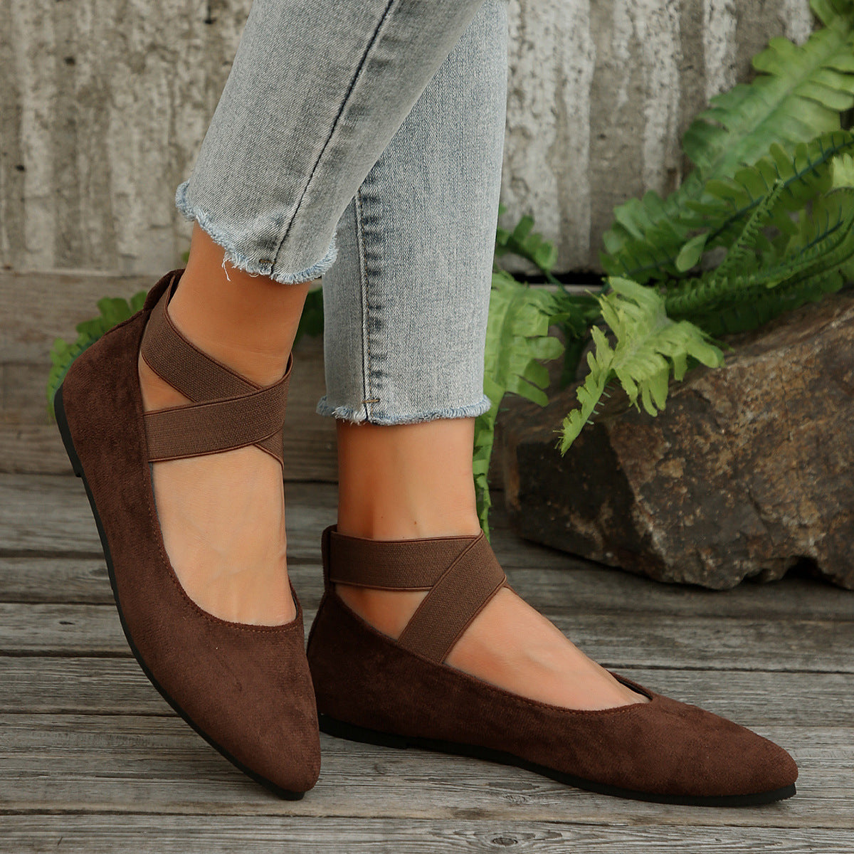 Women’s FlexiWalk Cross-Strap Slip-On Loafers – Round-Toe Low-Top Flats (US 5–10.5)