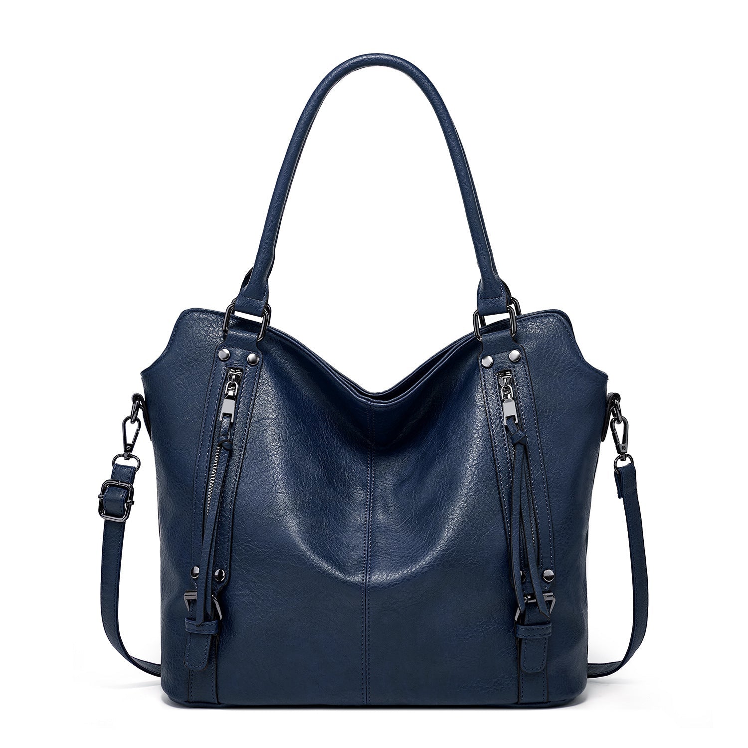 Ounamei Plaid Carry-All Hobo Tote Bag with Pouch for Women | PU Leather & Canvas Large-Capacity Shoulder & Crossbody Bag for Daily Use