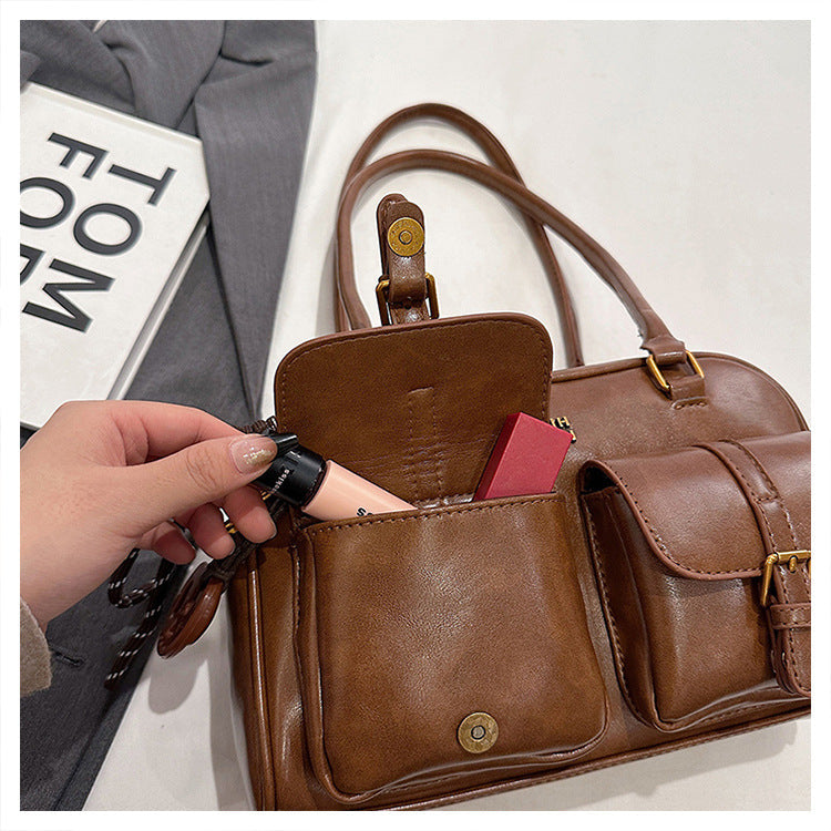 Women's Trendy Vintage Boston Pillow Tote Bag - Versatile Shoulder/Handheld Retro Commuter Bag
