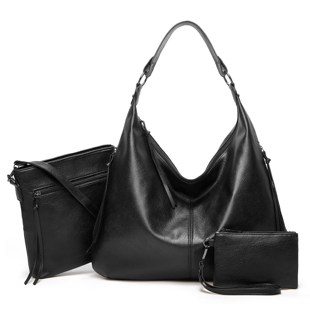 Ounamei Vegan Leather Hobo Shoulder Bag for Women | Large Capacity Purse with Matching Wallet & Card Holder | Shoulder & Crossbody Carry