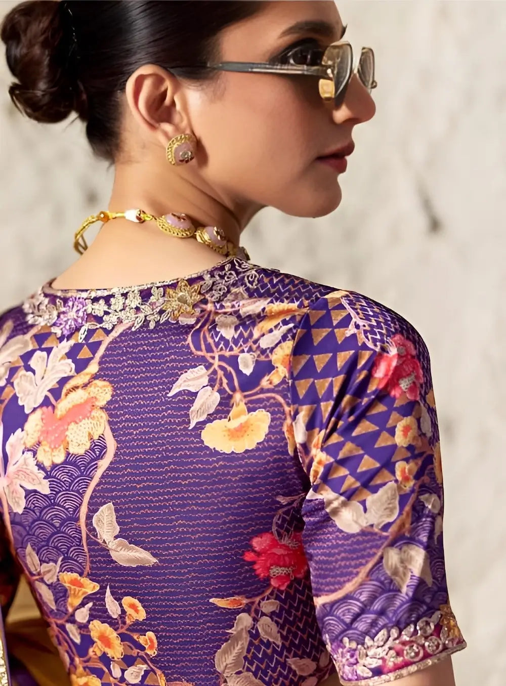 Mustard Gold Embroidered Party Wear Saree