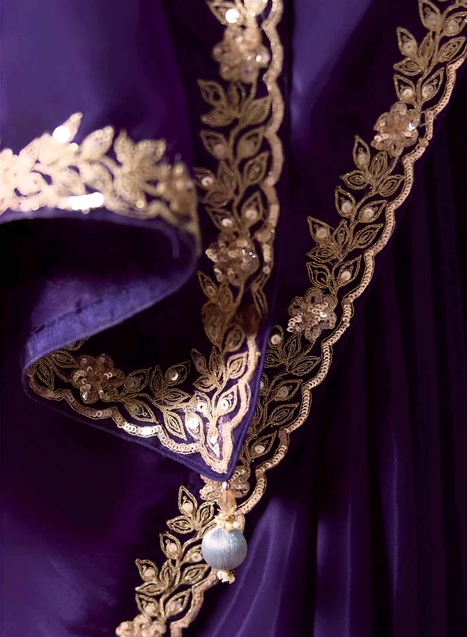 Deep Purple Embroidered Party Wear Saree