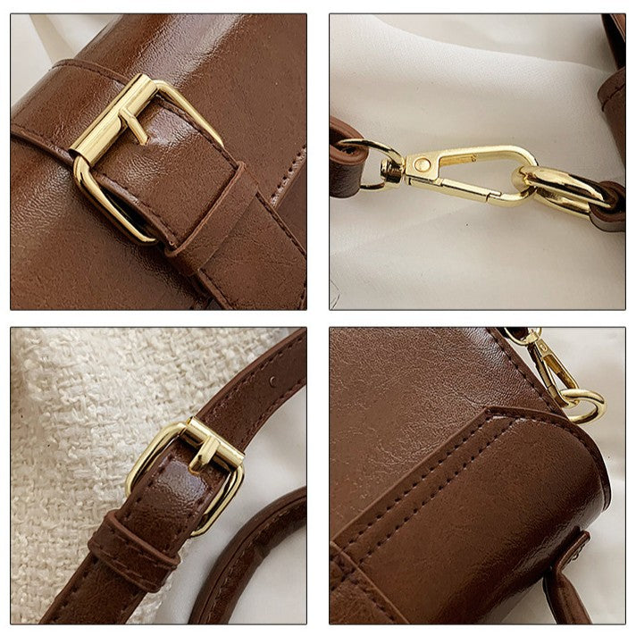 Women's Cantle Mini Satchel - Equestrian-Architectural Bag with Convertible Carry
