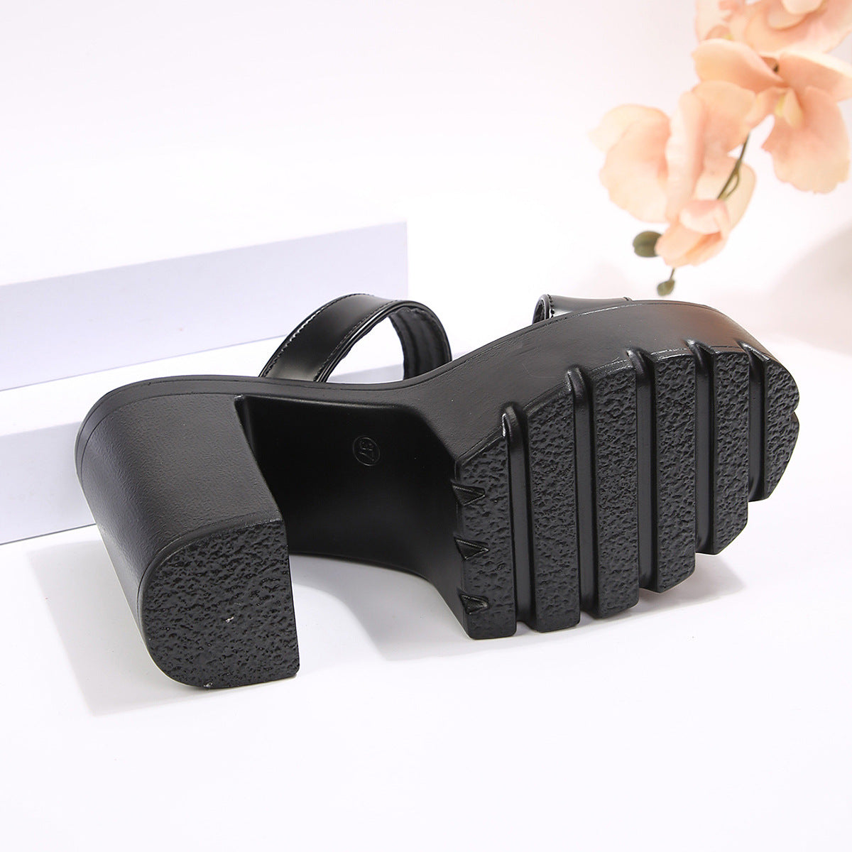 Women's Aveline One-Band Ultra-High Chunky Platform Slide Sandals – Elastic Back Strap Slip-On Heels (US 4–10.5)