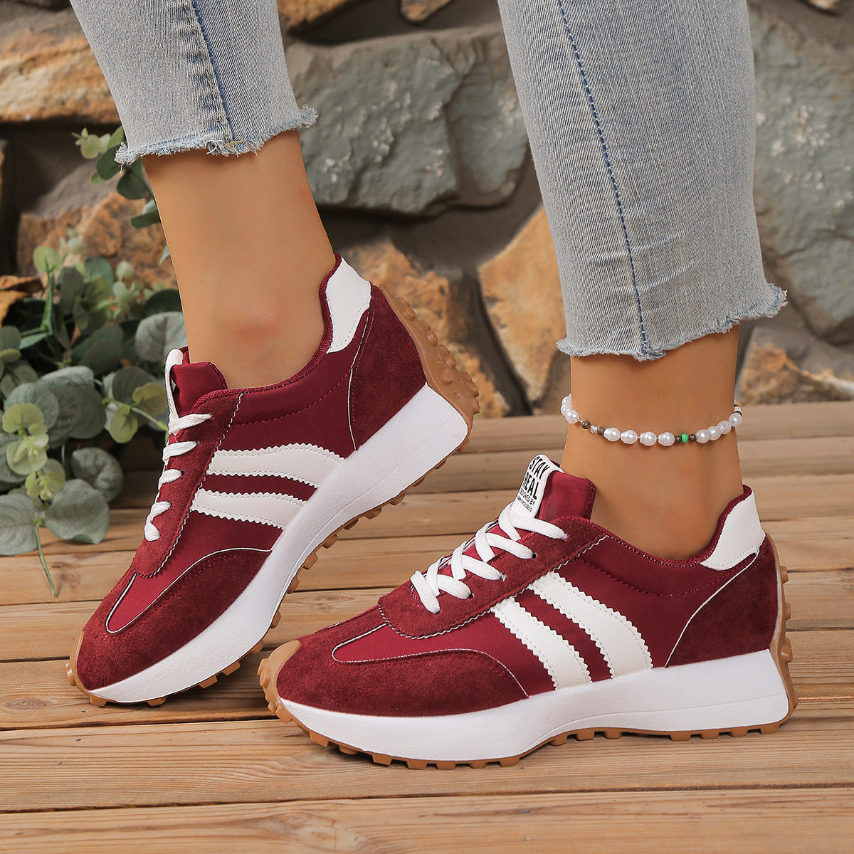 Women's Athena Curve Chunky Retro Runner Sneakers – Extended-Size Vintage Dad Walking Shoes with Sculpted Waist (US 5–11.5)