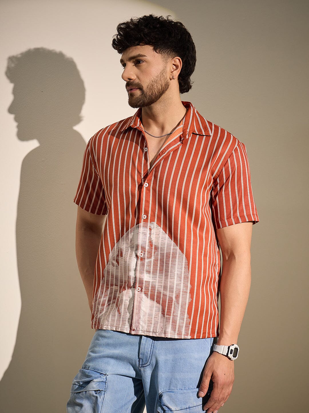 Rust Striped Nun Graphic Shirt