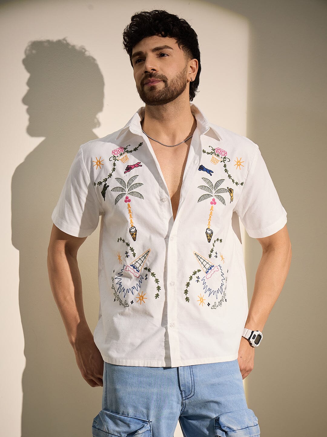 White Summer Embroidery Shirt