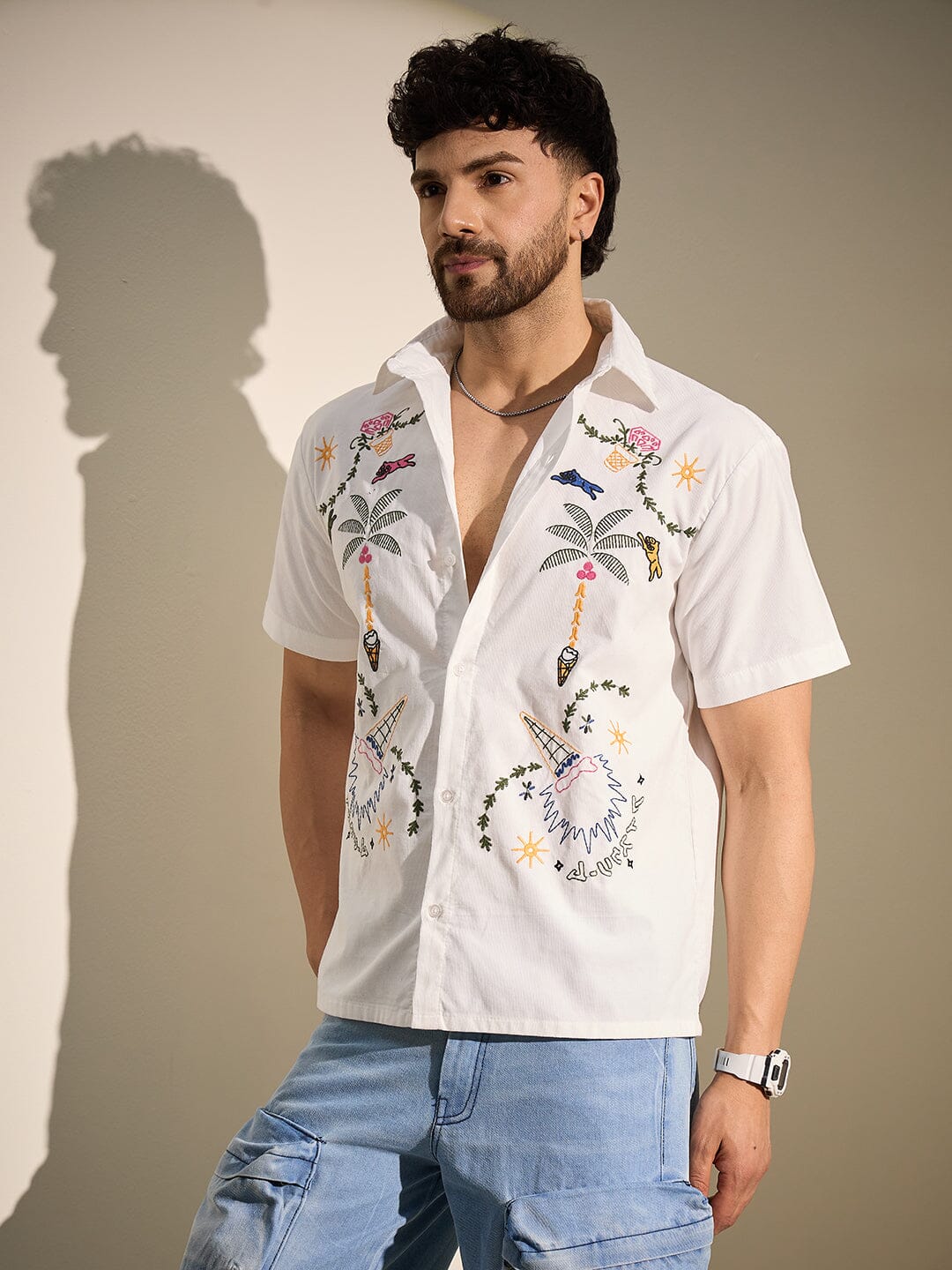 White Summer Embroidery Shirt
