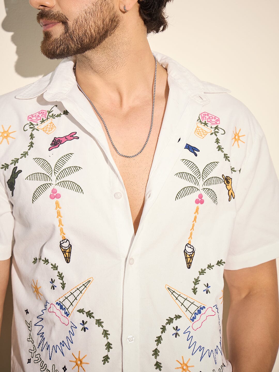 White Summer Embroidery Shirt