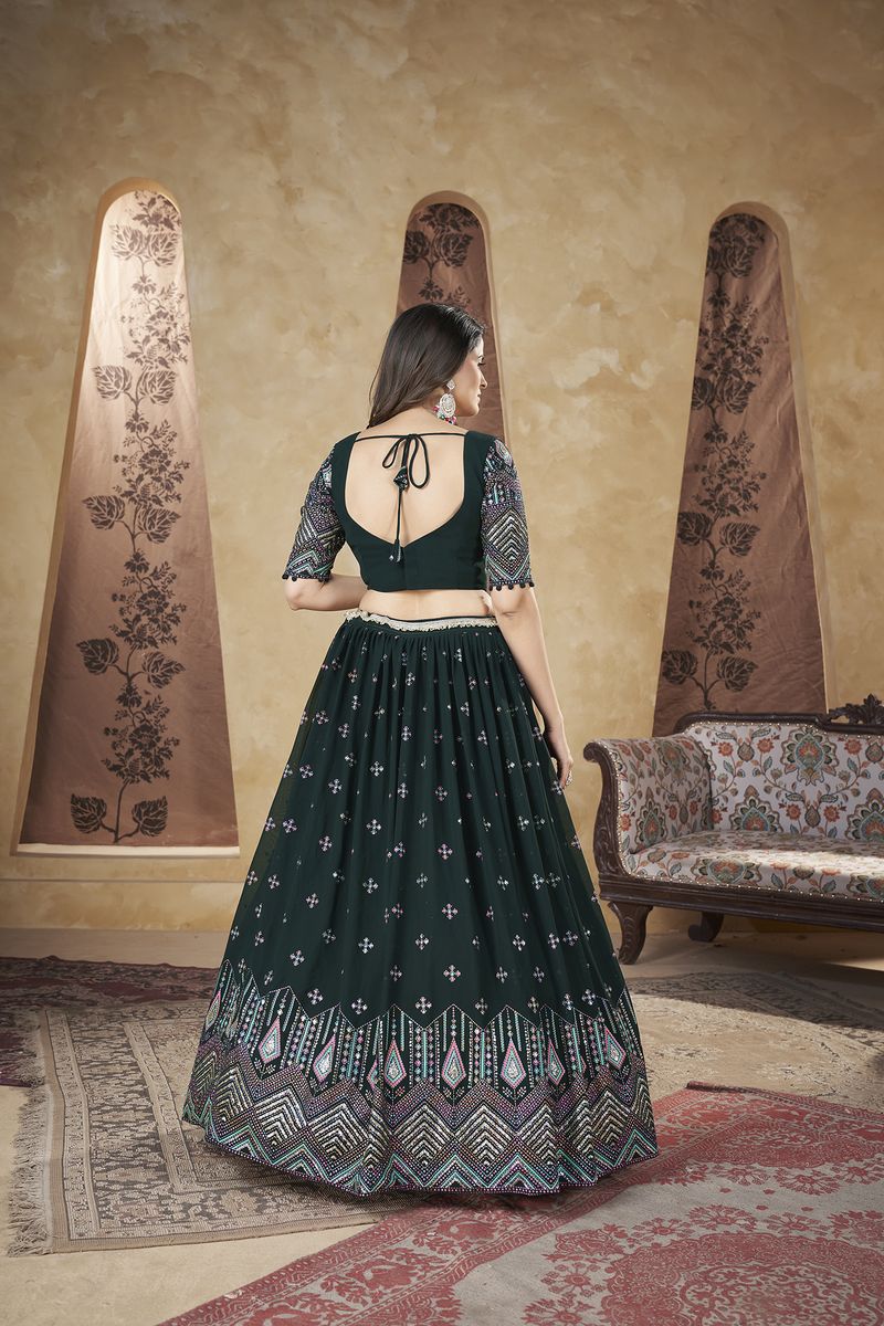 Green Designer Lehenga Choli With Dupatta For Beautiful Women Collection