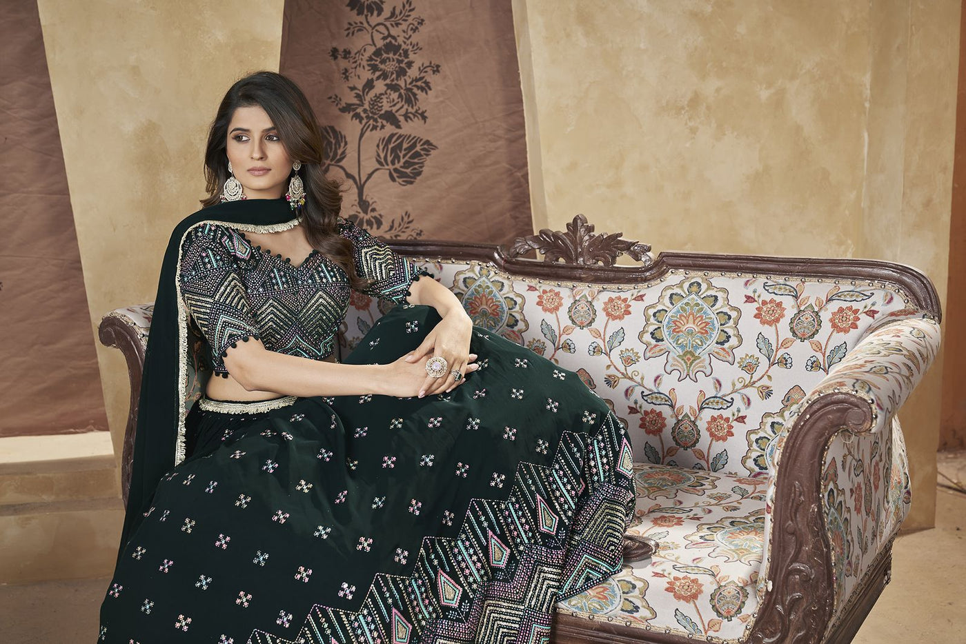 Green Designer Lehenga Choli With Dupatta For Beautiful Women Collection